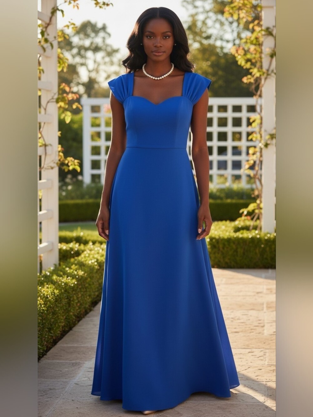 Vintage Cottagecore Royal Blue Maxi Wedding Guest Dress  Size 6